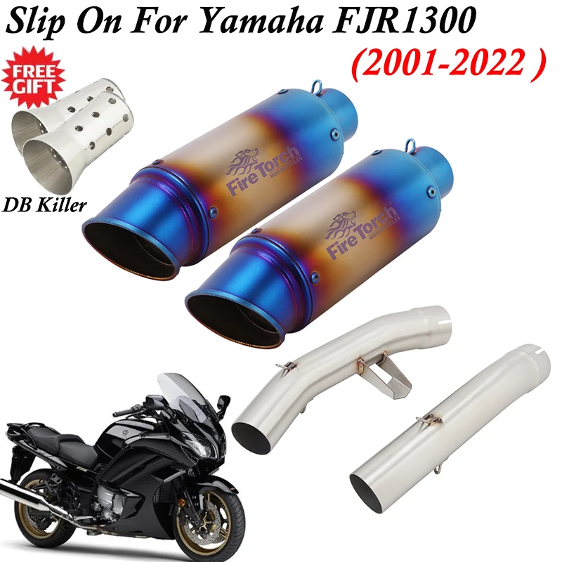 

For Yamaha FJR 1300 FJR1300 2001 - 2022 Motorcycle Exhaust Escape Systems Modify Muffler With Double Middle Link Pipe DB Killer