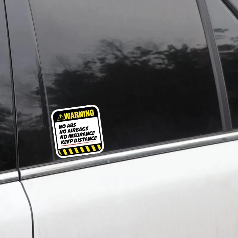 Danger Car Sticker Warning NO ABS  AIRBAGS  INSURANCE KEEP DISTANCE Decal 2X 8.5CM*8.5CM PVC KK