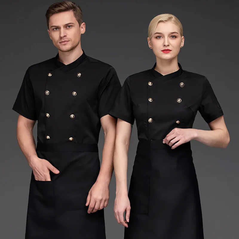 Breathable Thin Chef Uniform Short Sleeve Summer Chinese Hot Pot Restaurant Chinese Restaurant Catering Chef Overalls Men and Wo