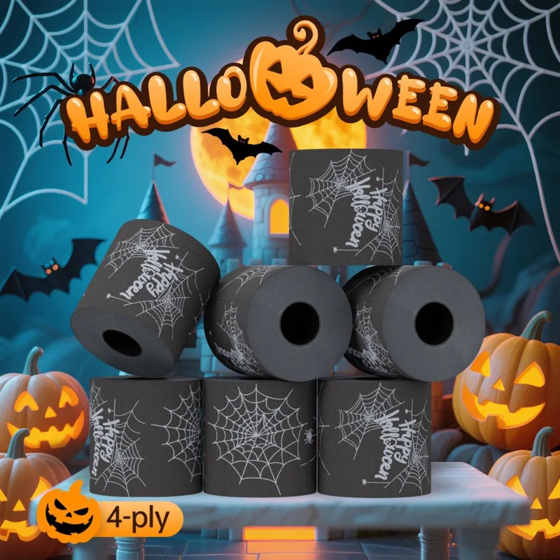 Halloween Black Spider Toilet Paper Limited‑Edition Novelty Prank Roll Paper Spooky Aesthetic Bathroom Decor Funny Gift for Hall
