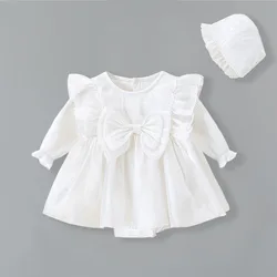 Big Bow Princess Baby Girl Dresses Spring Autumn Lace Baptism Christening Gown Dress Girls Clothes