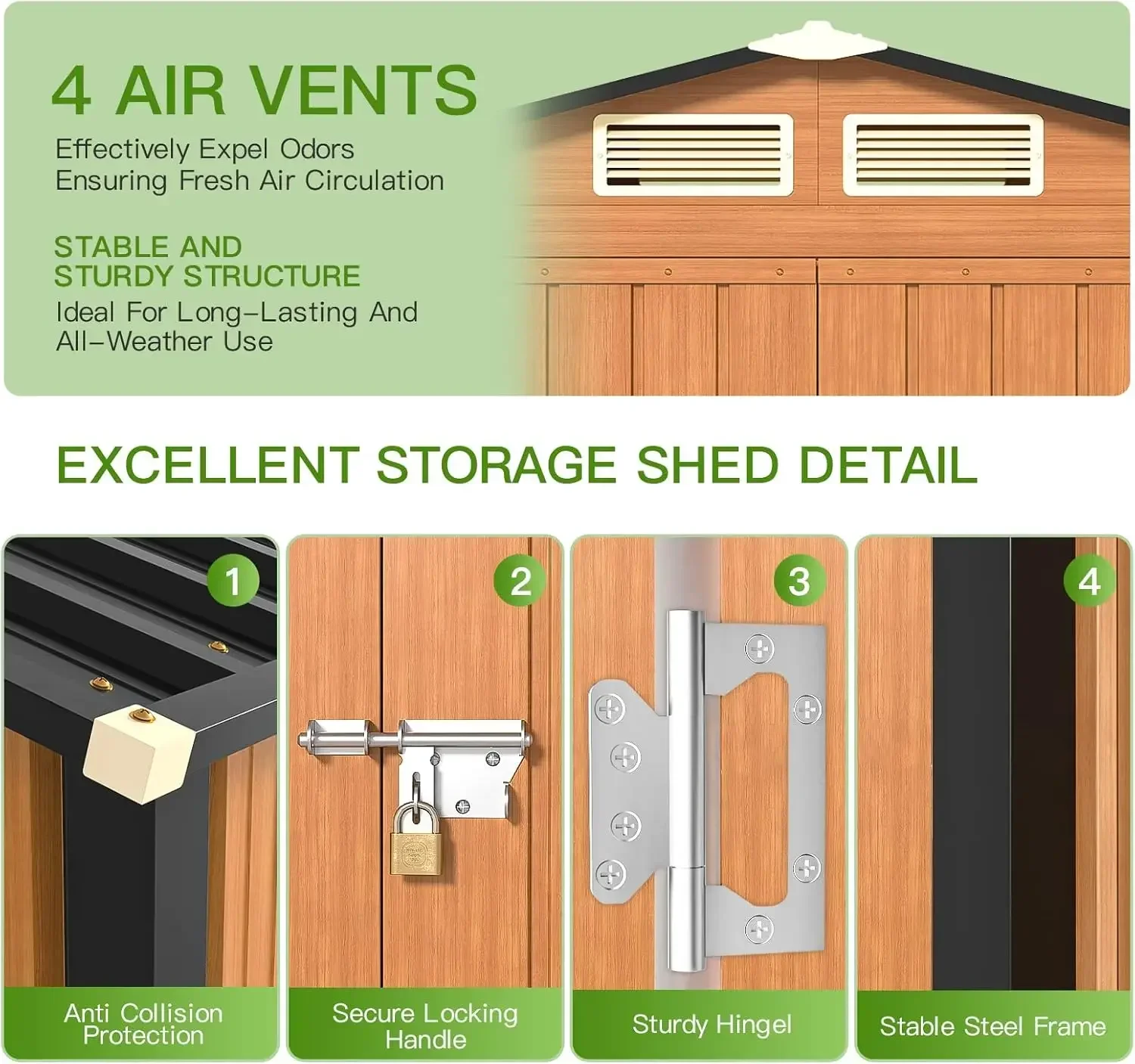Outdoor Storage Shed,  Lockable Door, Vertical Outside Storage Building for Garden, Backyard, Lawn, Patio Utility, Tool Storage