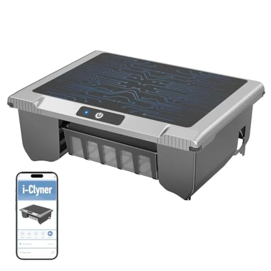 Solar Powered Pool Skimmer Robot for inground above-ground pools, gray ABS plastic, 24/7 automatic surface cleaning with dual c