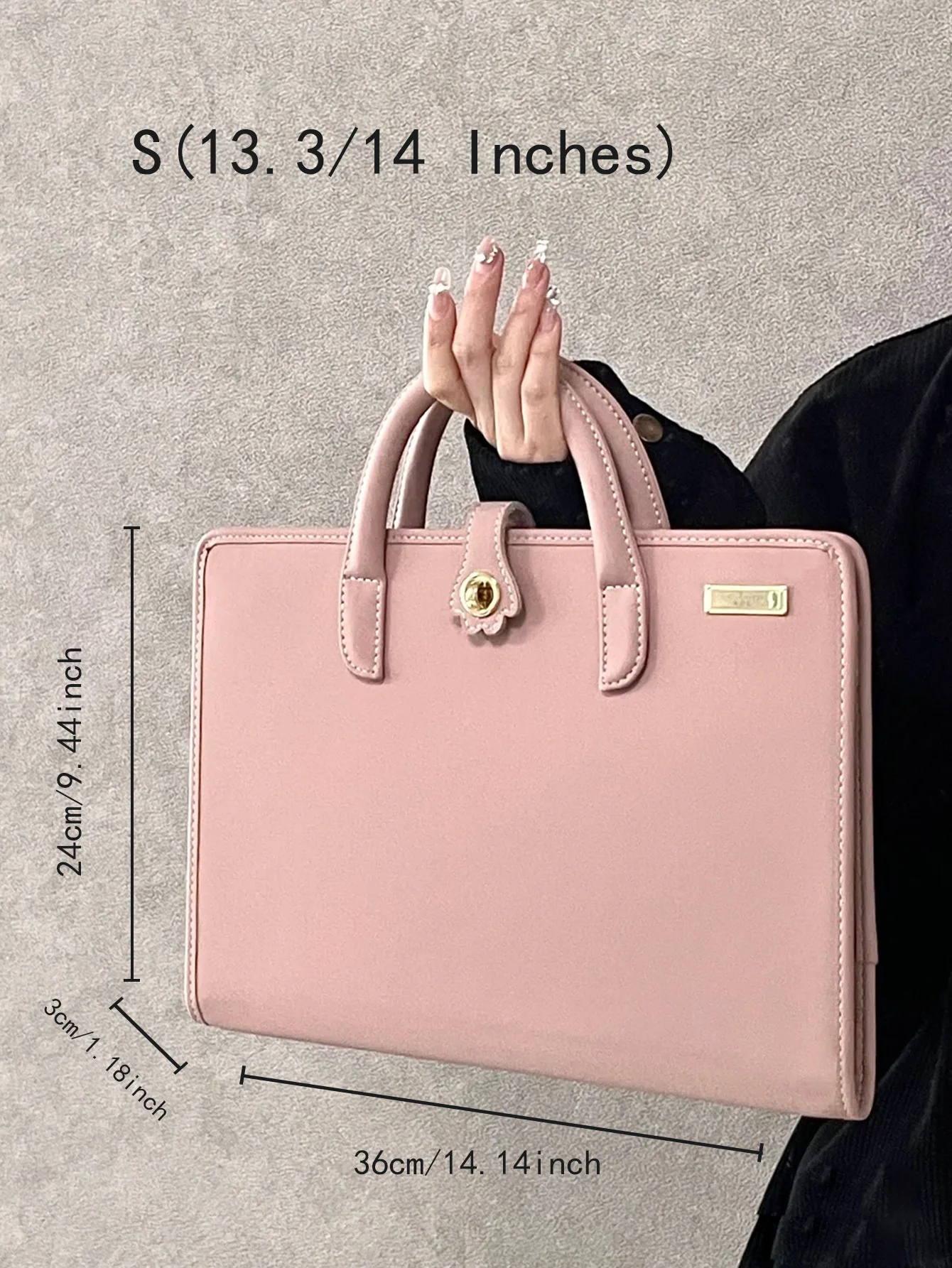 กระเป๋าใส่แล็ปท็อปแฟชั่น PU ขนาด 13/15 นิ้ว สีชมพู สำหรับสาวๆ