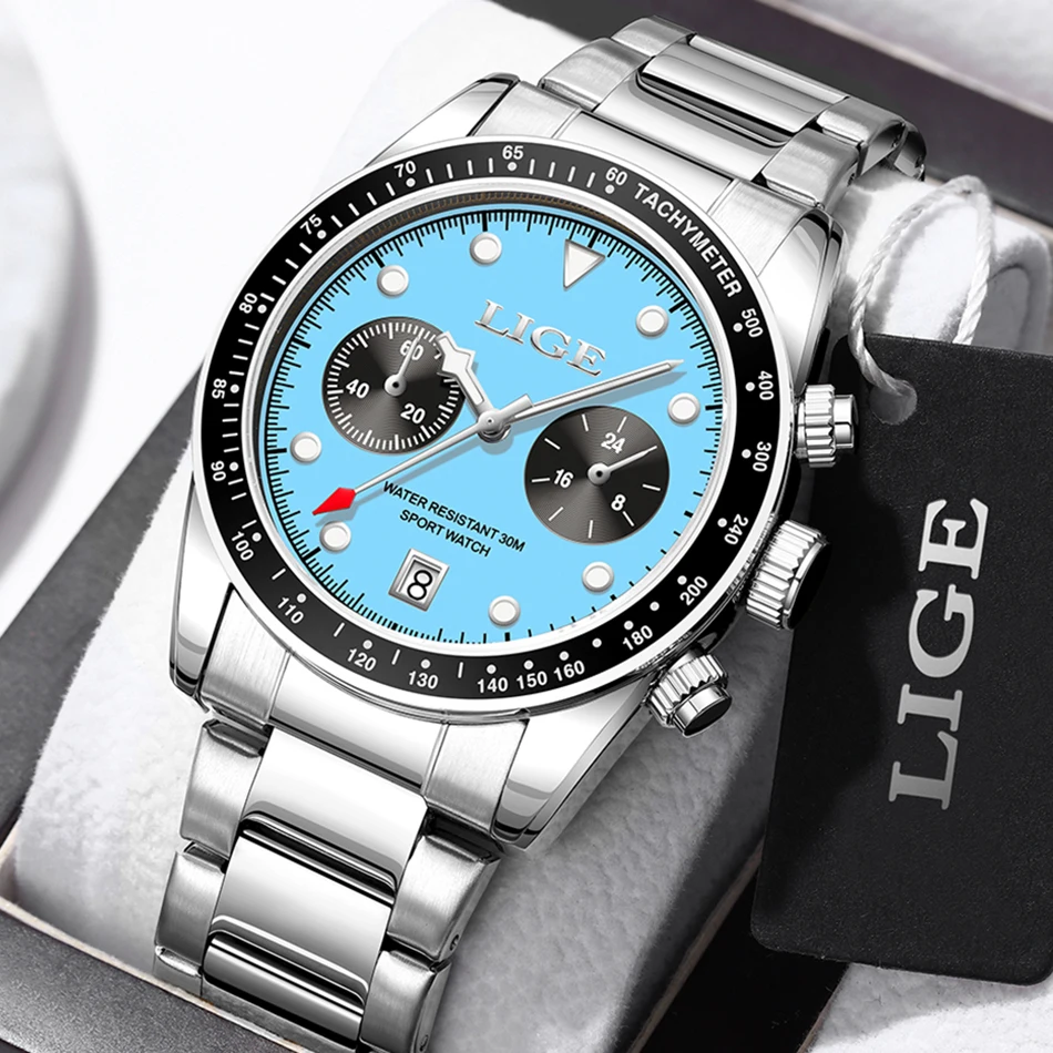 New Watches for Men Top Luxury Brand LIGE Quartz Men’s Watch Sport Waterproof Wrist Watches Chronograph Date Relogio Masculino