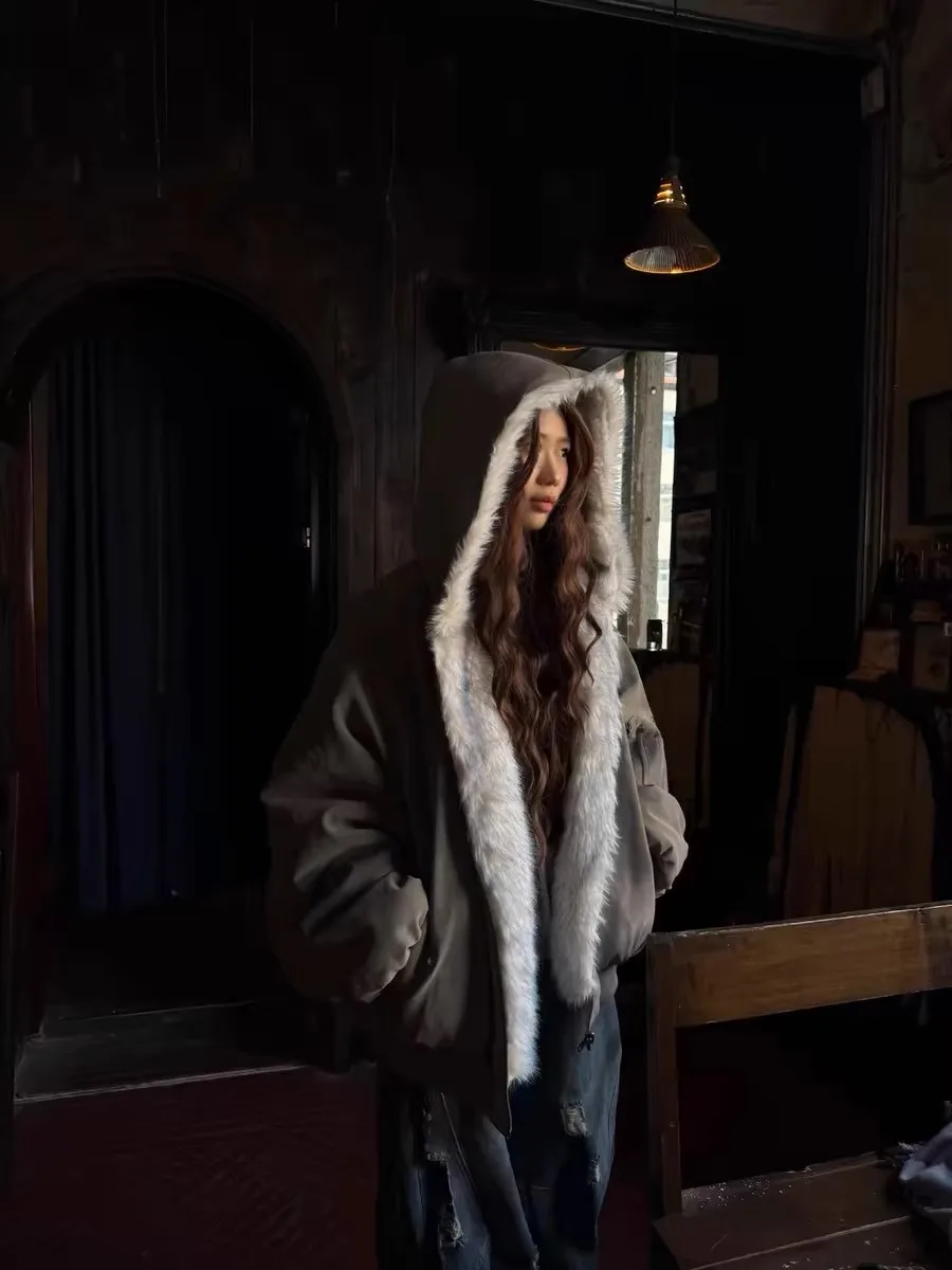 American Sle Roupa Dupla Face Mountain Eagle Thiened Flight Jaet Cleanfit Camurça Pesada Desgaste Bidirecional Pele Algodão Co...