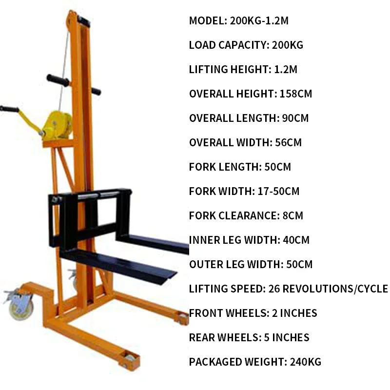 Manual Pallet Jack, Portable Hand-Crank Lift Truck, Small Pallet Jack, Multi-Purpose Loading and Unloading Truck(Customized)