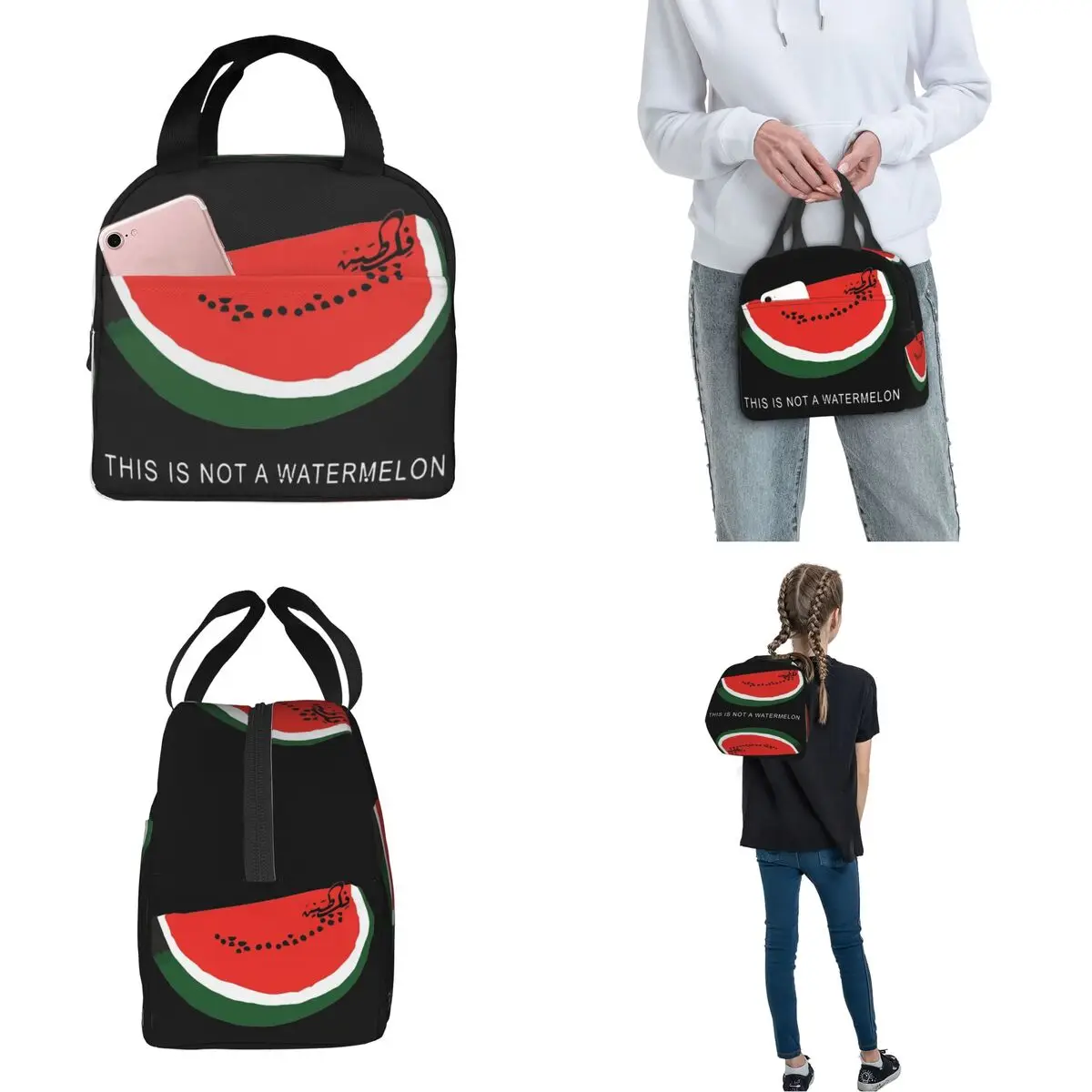 This Is Not A Watermelon Lunch Box Accessories Portable Insulated Canvas Cooler Watermelon Freedom Thermal Picnic Lunch Box