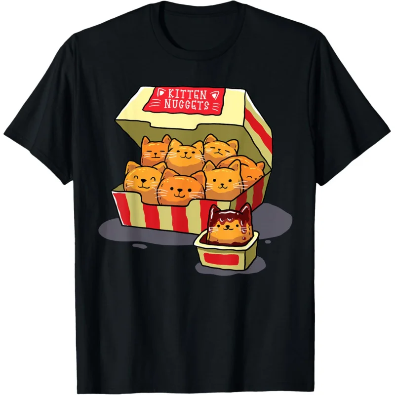

Women's short sleeved enthusiast cat chicken block black loose oversized color top T-shirt