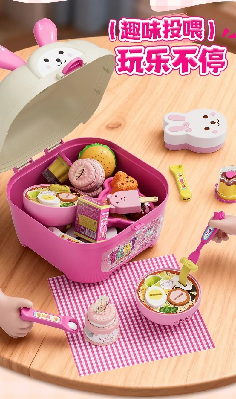 Conjunto completo japonês de ramen bento, brinquedo de alimentação para crianças com caixa de armazenamento, presente unissex, brinquedos de cozinha
