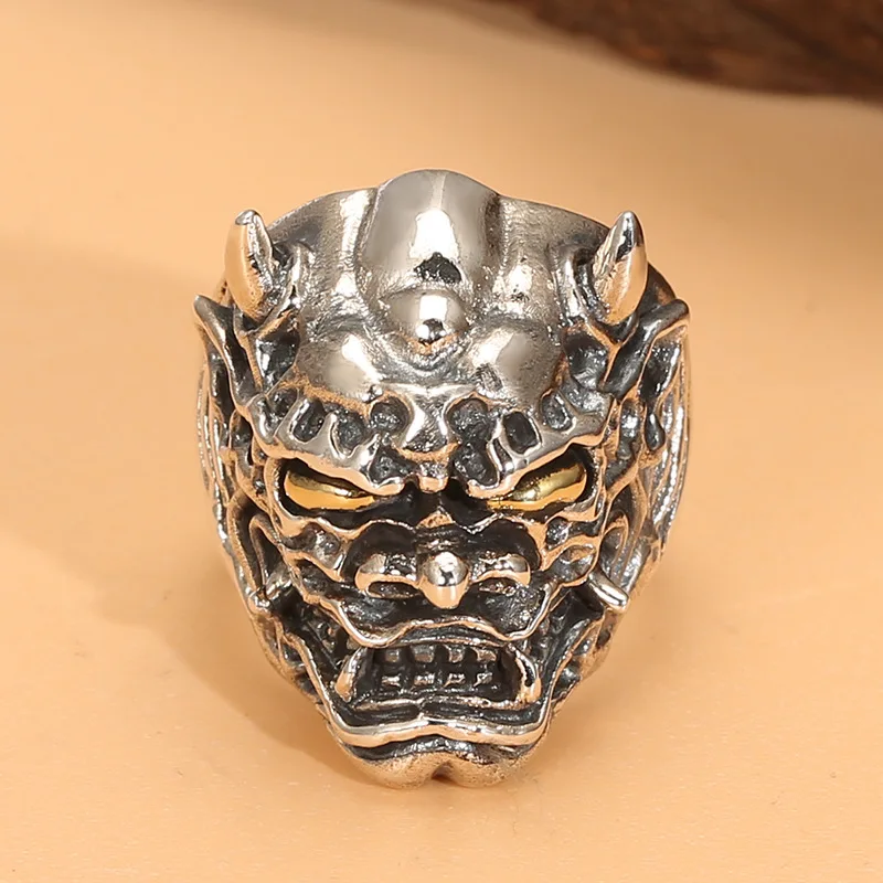 925 sterling silver ghost king prajna ring thai silver distressed men's domineering index finger ring opening ring