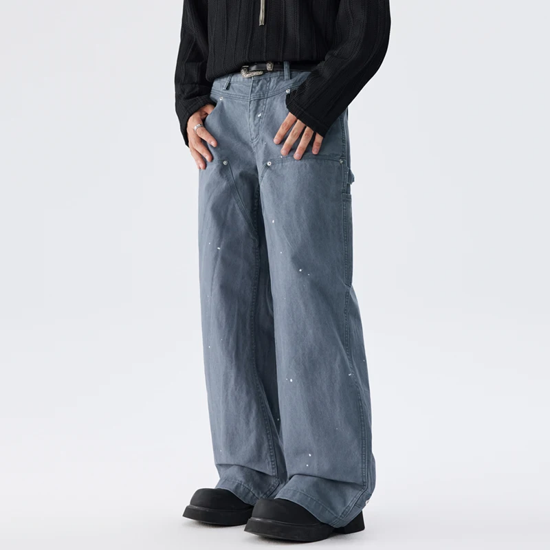 American Streetwear Cargo Jeans Men Hip Hop Loose Casual Straight Denim Baggy Jeans Pants Cityboy Wide-leg Trousers