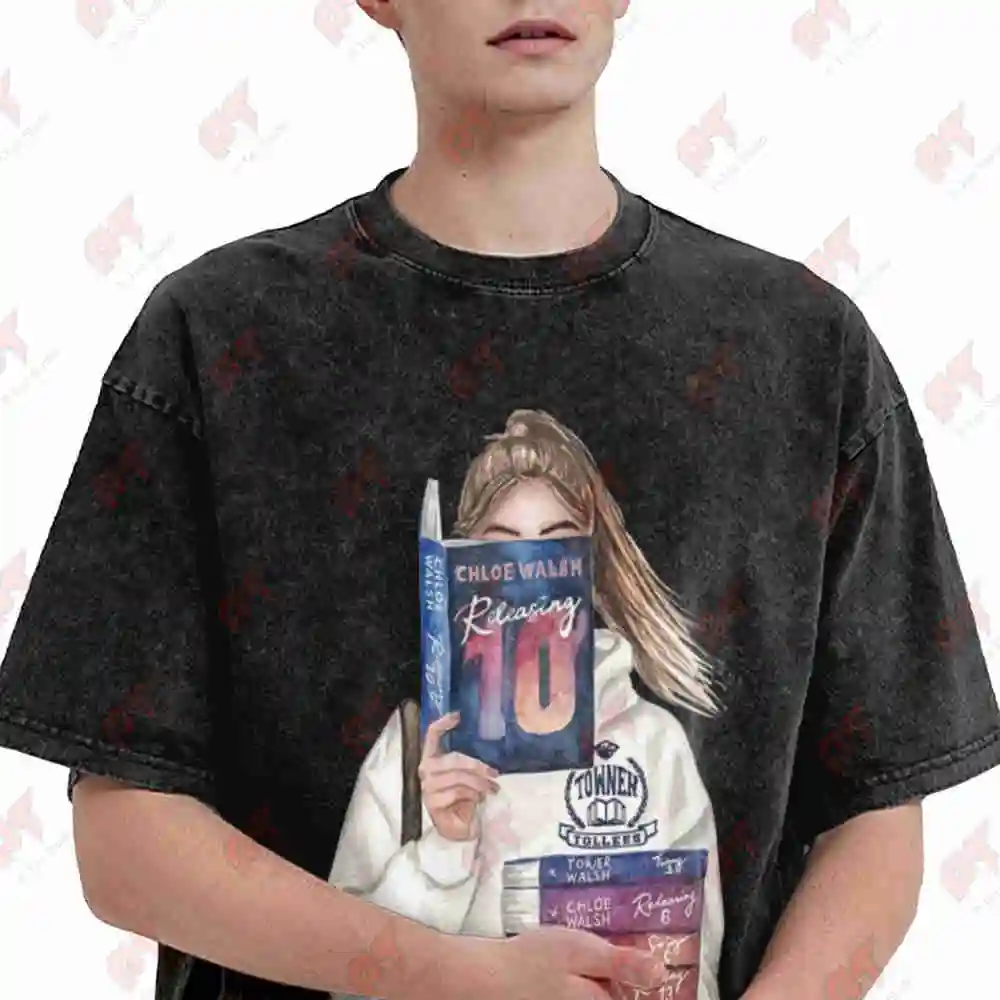 Tom Men Book Series Fantasy Novel Vintage Washed Tee Pure Cotton T-Shirt