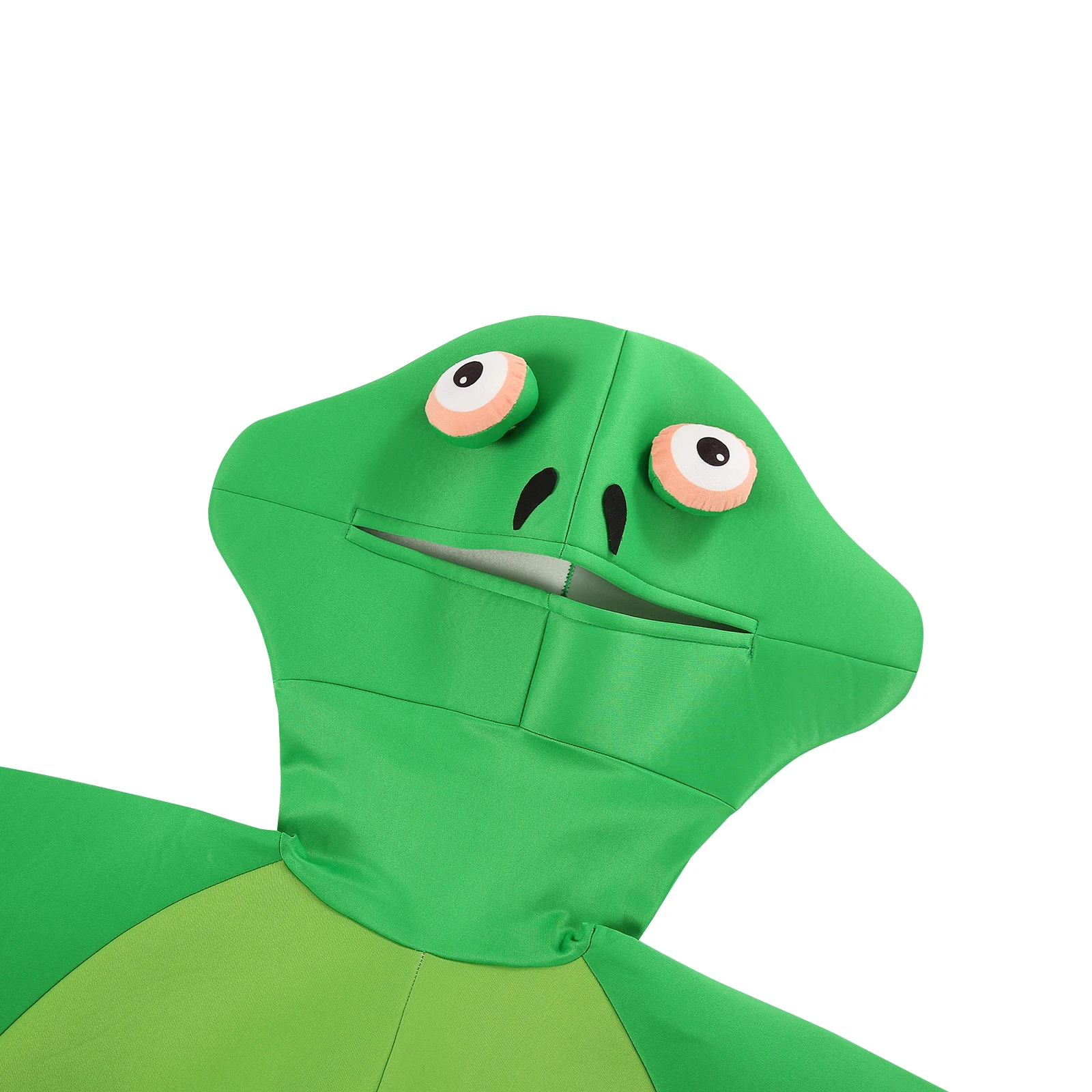 Men Halloween Frog Costume Open Face Jumpsuit with Webbed Hands & Boot Covers (Green)