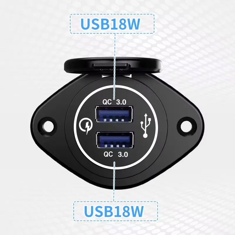 

Двойное автомобильное зарядное устройство QC3.0, многофункциональное быстрое зарядное устройство для автомобиля RV Marine