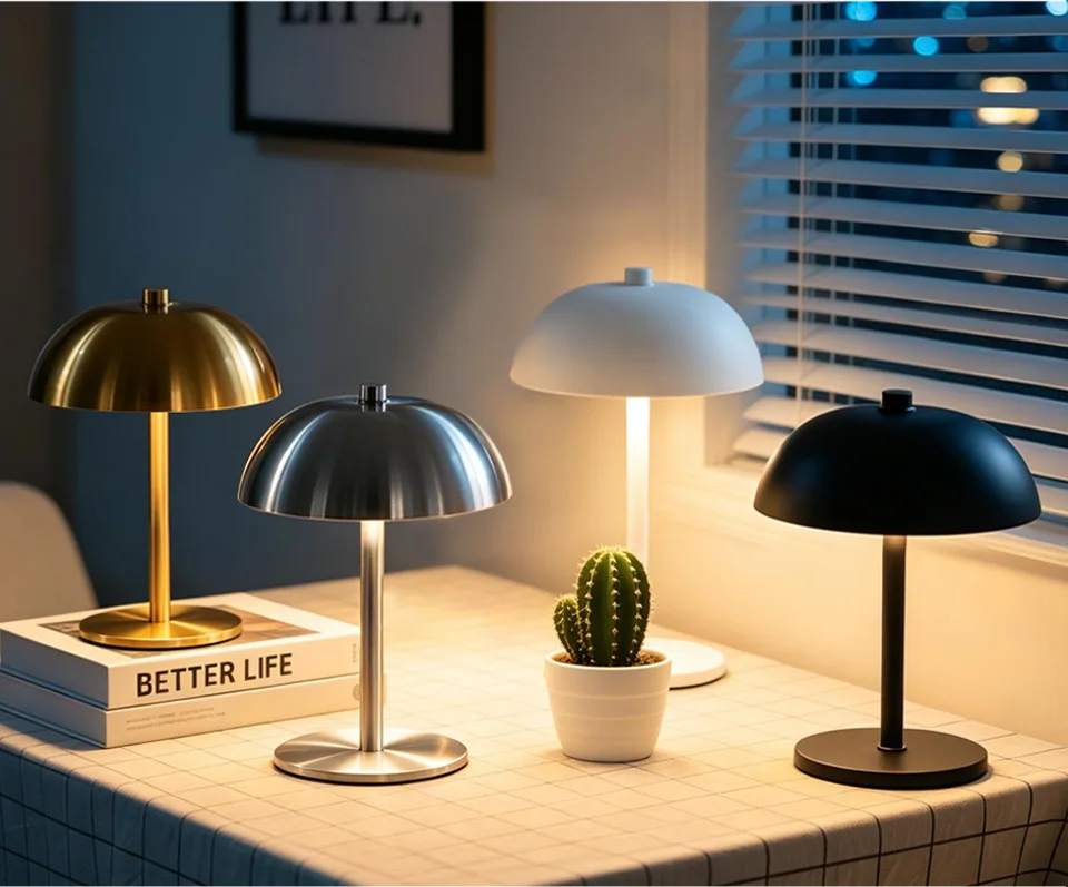 Cordless Mushroom Table Lamp Touch Control Dimmable LED Desk Light Rechargeable Bedroom Night Light Home Decor Gift