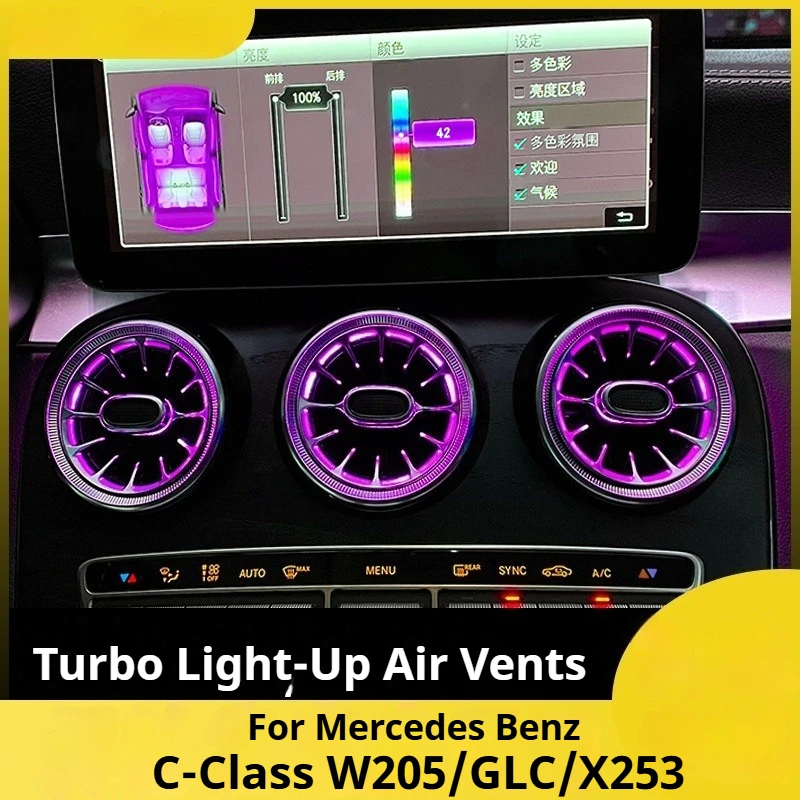 For 2026 Mercedes C200L GLC C260L W205 Glowing Ambient Light, Air Conditioning Ambient Light Strip, Light Strip Accessories