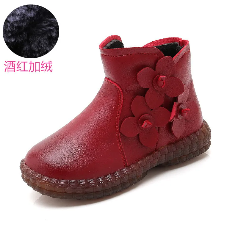 Autumn Winter Warm plush Girls Boots Kids snow boots Children Winter Boots Princess shoes red pink 2 3 4 5 6 7 8 9 10T