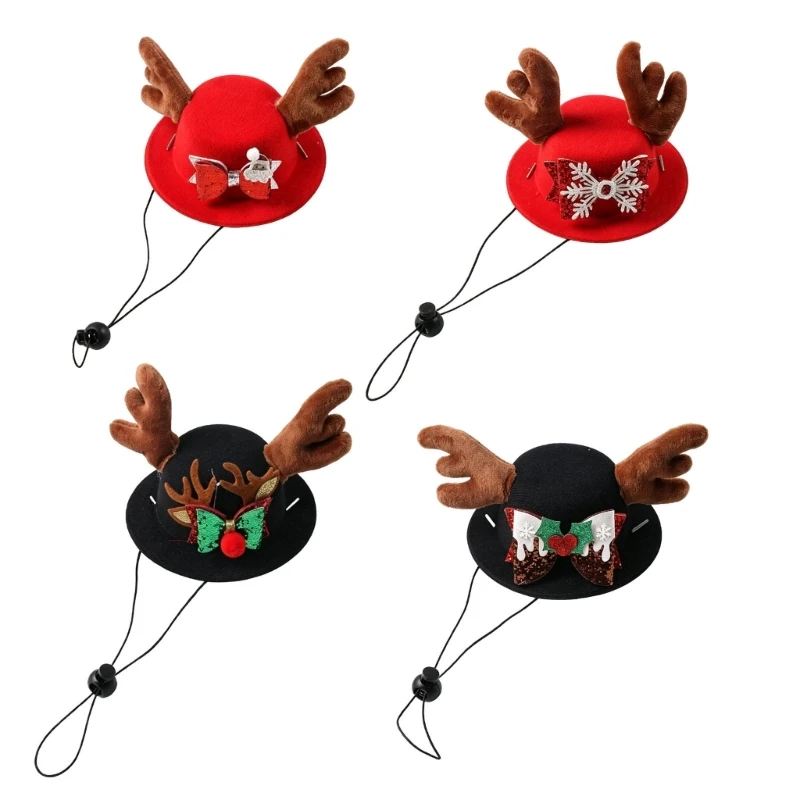 Weihnachtskostüm-Mütze, Pet Antler Cosplay-Zubehör, Katzen- und Hunde-Fotobekleidung 3XUF – Detail 1