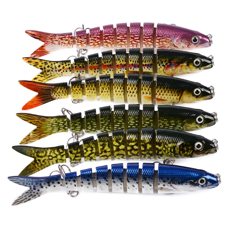 Multi-section Bait Wobblers, Pike Lure, Plástico Rígido, Boca de Peixe Multi-Secções, Acessórios de Pesca, 6 Cores, 13,5 cm, 19g