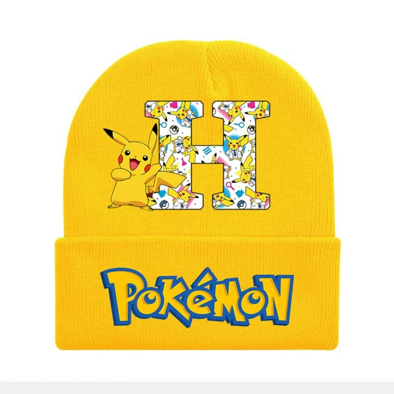 Pokemon Knitted Cap Headgear Cartoon Winter Woolen Hat Pikachu Skullies Beanies Boys Girls Bonnet Christmas Birthday Party Gifts