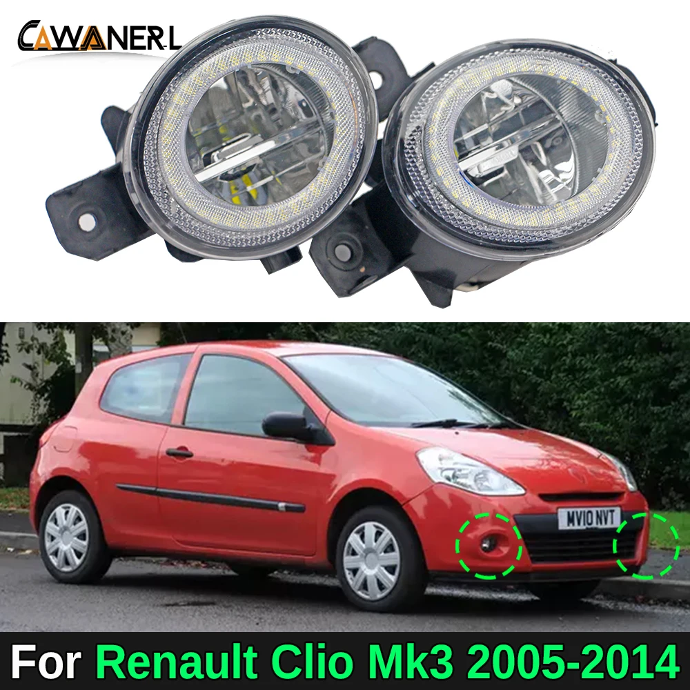 

2 Pieces Car Front Bumper LED Fog Light Angel Eye Daytime Running Lamp H11 For Renault Clio Mk3 2005-2014 (Not Fit Mk4)