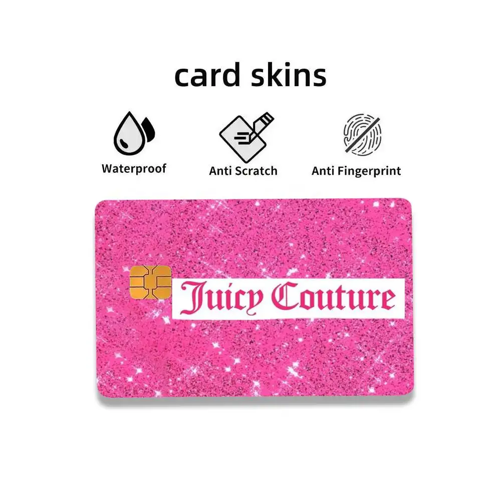 Pink J-Juicy Couture JC HD Waterproof Card Skins Protective Stickers for Credit Bank Game Cards