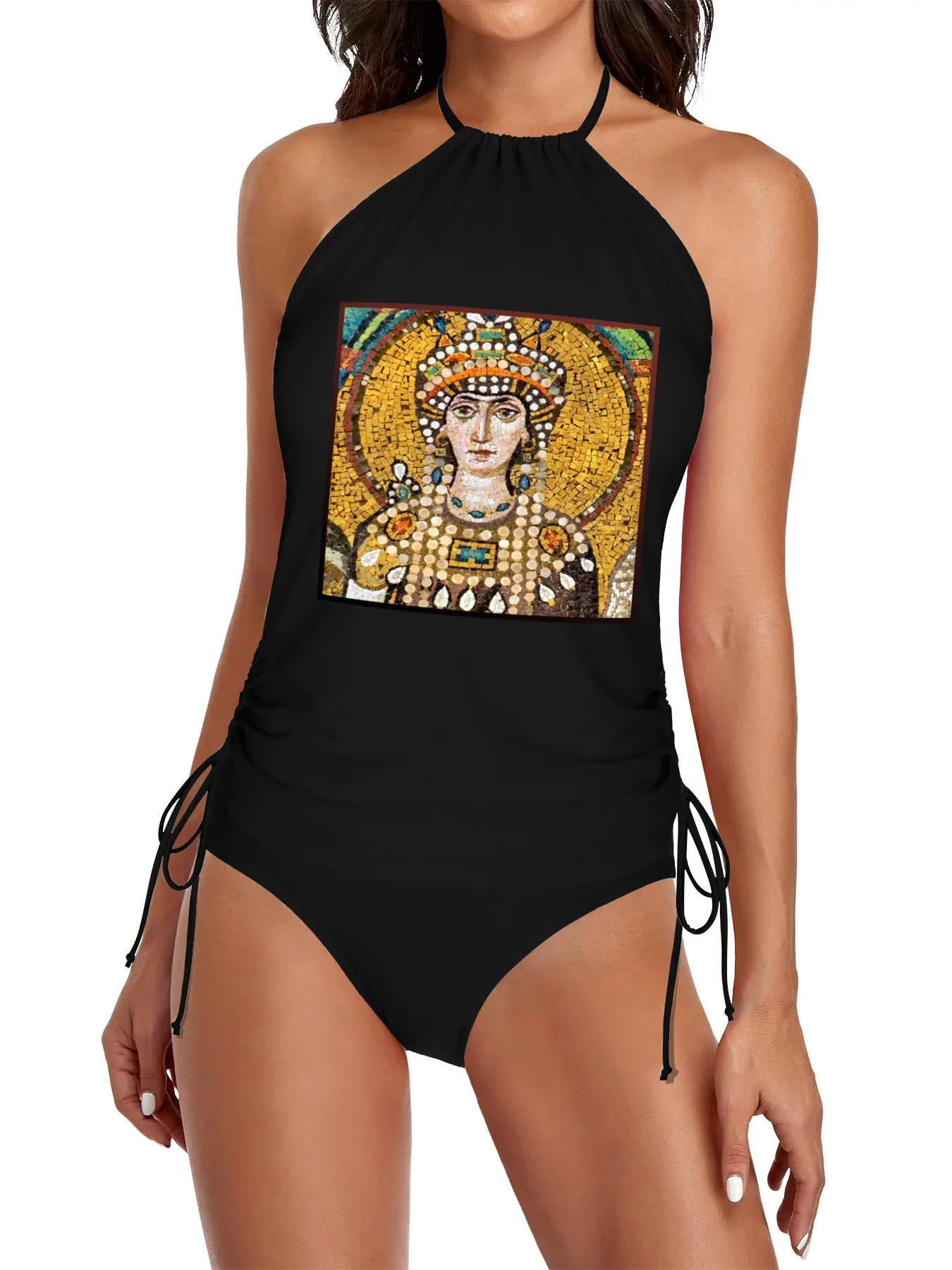 

Mosaic portrait of Empress Theodora Split Swimsuit Set woman bathing suit Women's beach dress