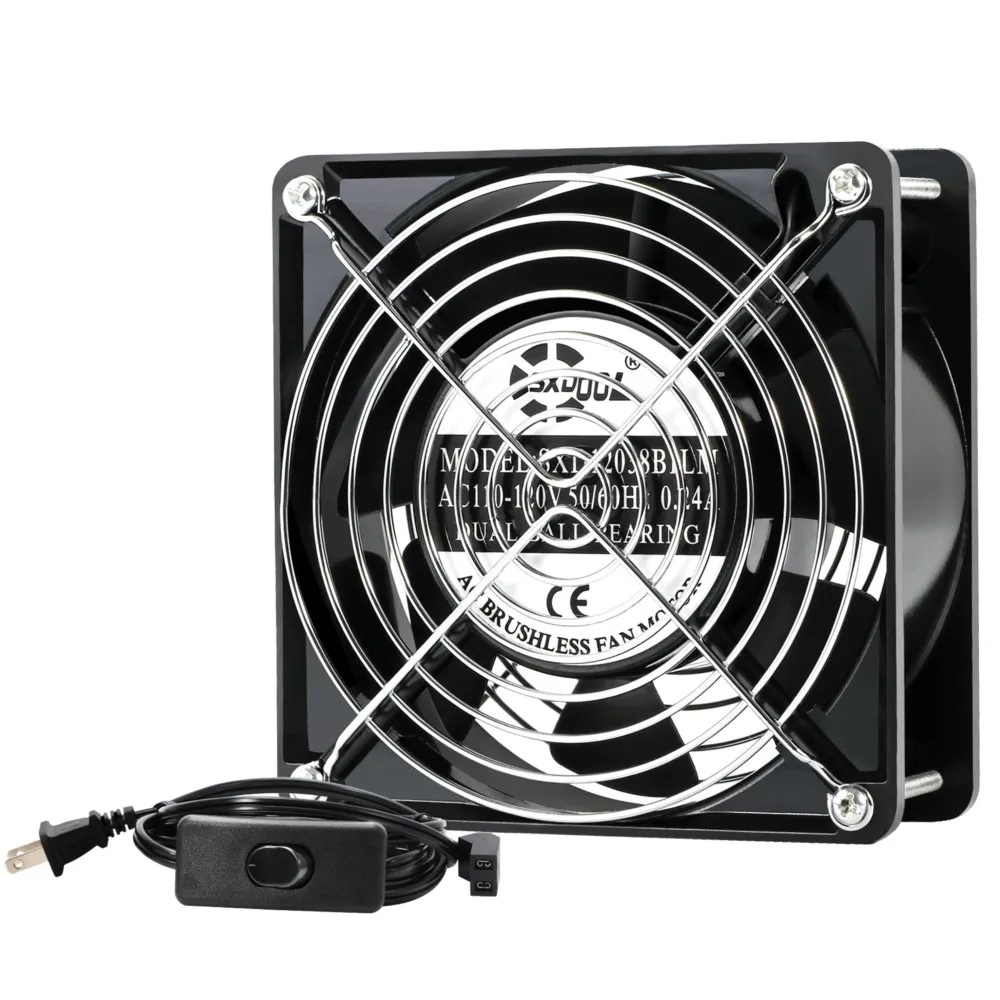 

120mm 1238 AC Cooling Fan, 120V 115V 110V, High-Speed with Power Cord, Dual Ball Bearing for Computer