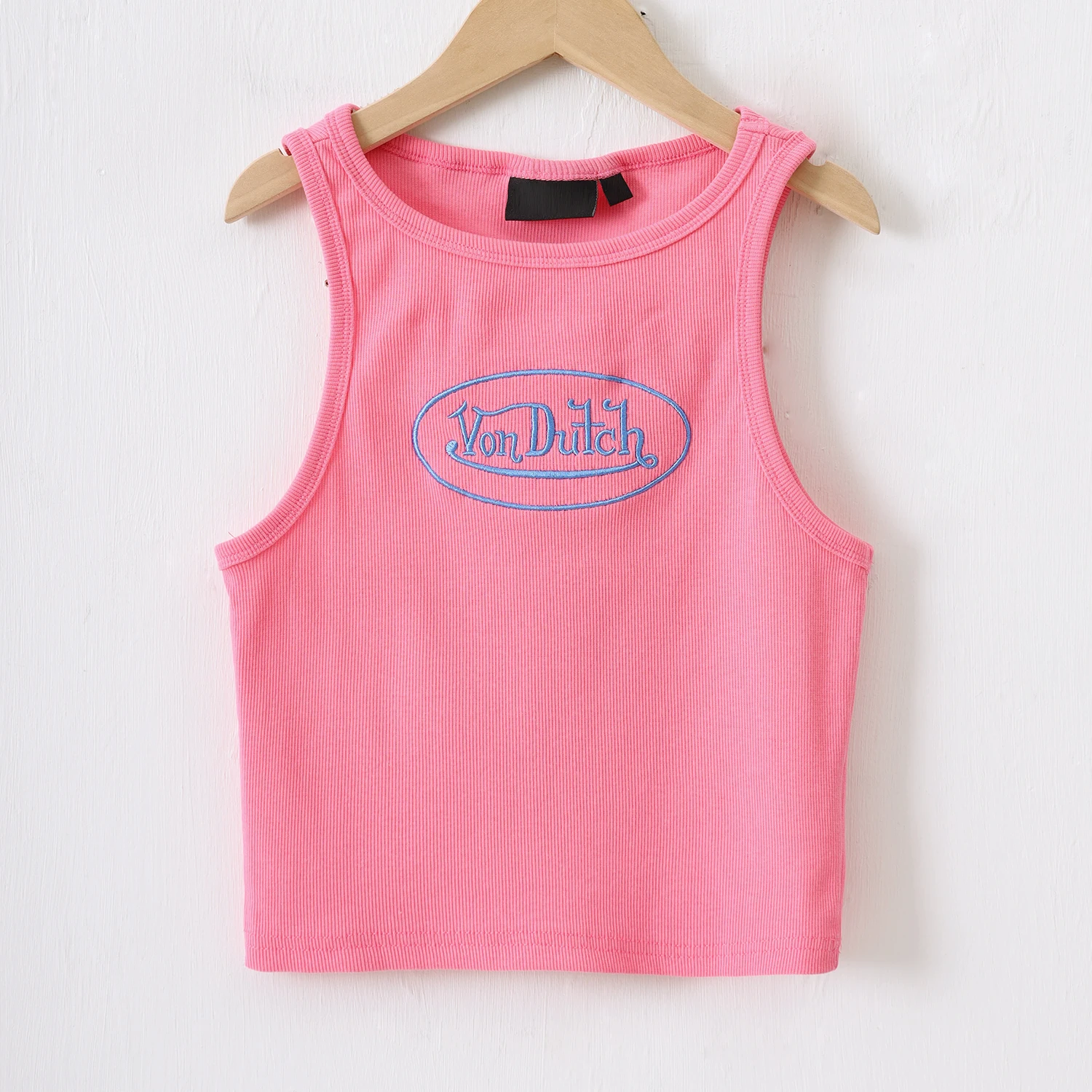 Multi-Color Letter Vest High Street Style for Little Girls Short Sleeve Cotton Blend Elastic Fabric round Neck Design