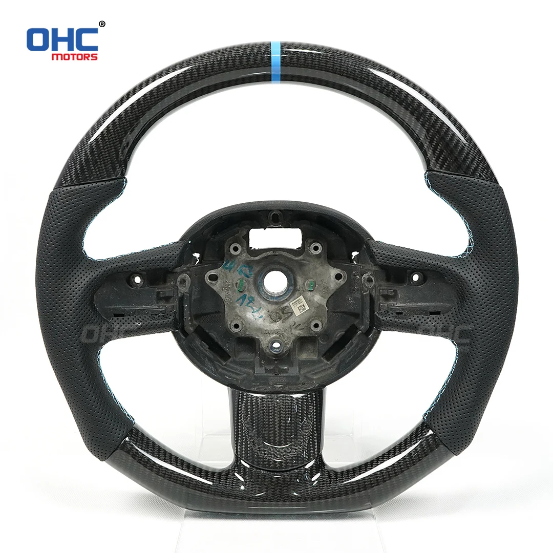 OHC Motors Custom 100% Real Carbon Fiber Perforated Steering Wheel Fit For Audi TT No Airbags