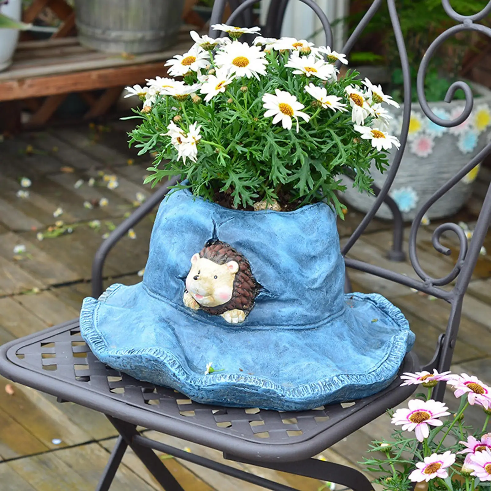 Hat Shape Flowerpot Home Furnishing Creative Modern Art Decor Bonsai Planter Pot for Dining Table Desktop Home Outdoor Garden