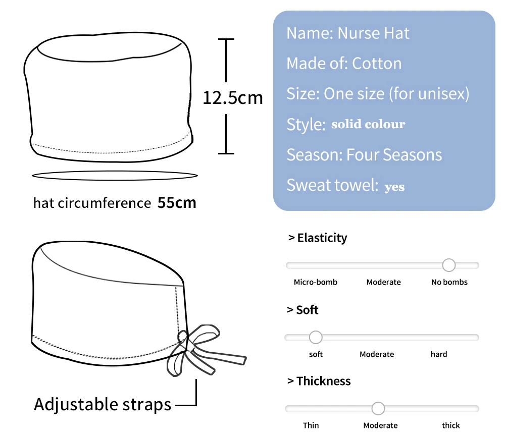 Bee Solid color scrubs caps Pet Grooming Agency Work Scrubs Beauty Work Hats Lab nursing scrubs cap gorro enfermera womens men