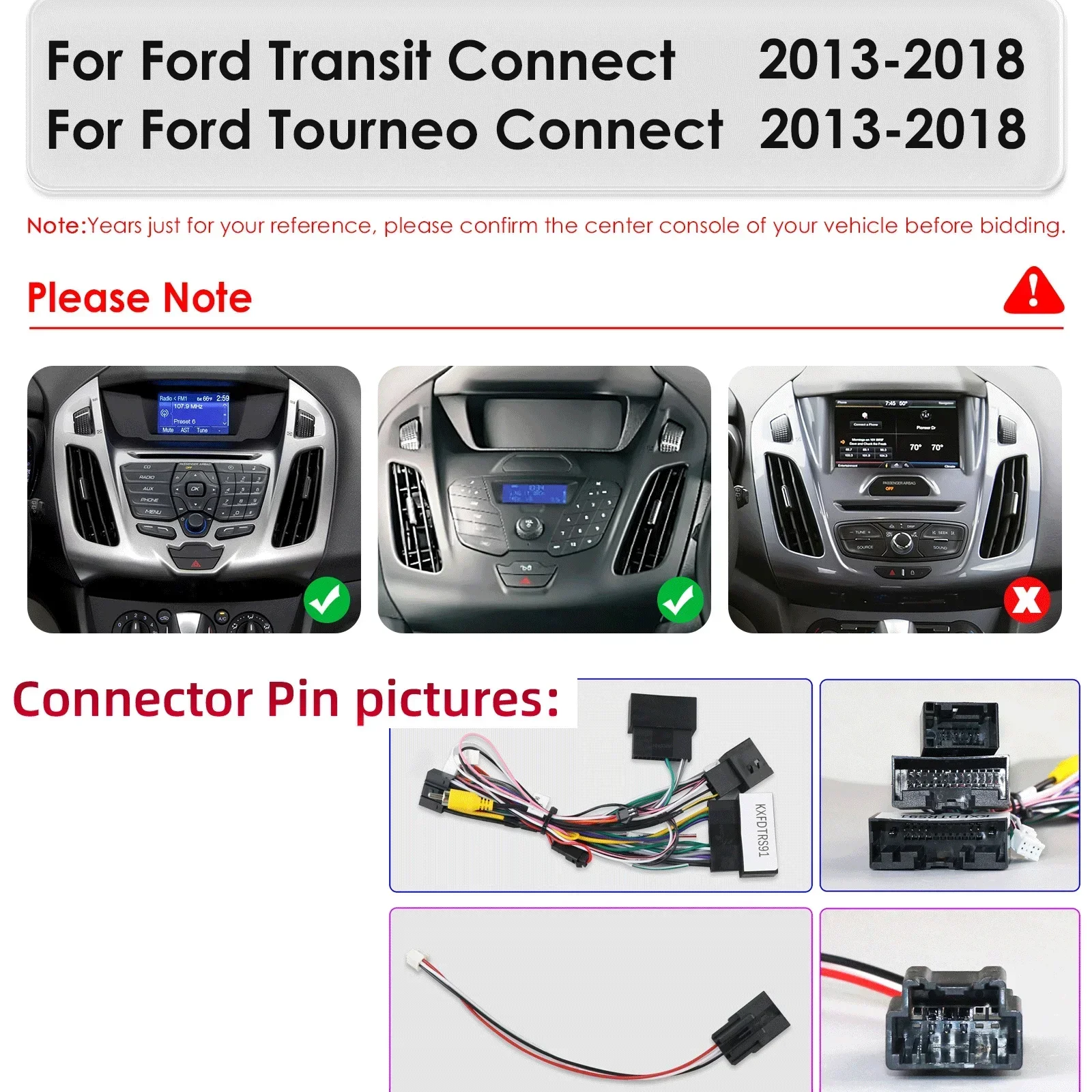 Carplay 4G 2 Din Android 14 راديو السيارة لسيارة Ford Transit Connect 2013 - 2018 Ford Tourneo Connect مشغل فيديو الوسائط المتعددة GPS DSP