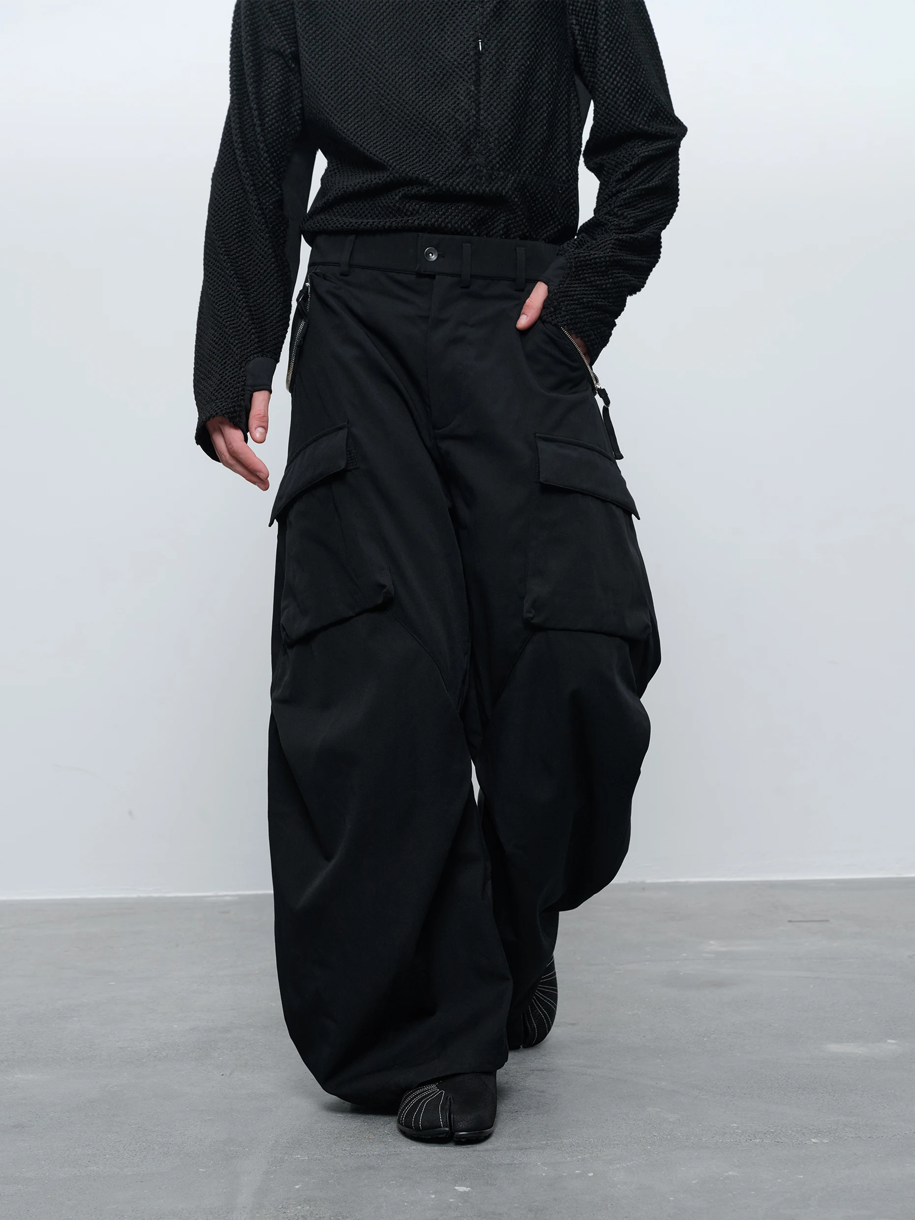 INCONSTANT 25AW loose wide leg trousers all black style fashion streetwear wool pants