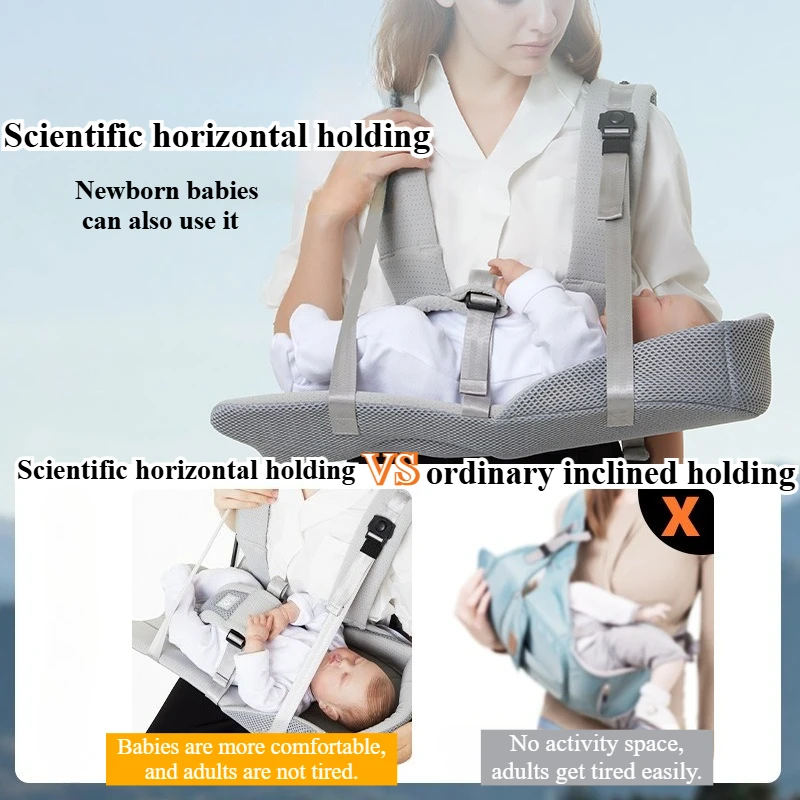 

2-in-1 Baby Carrier & Nursing Pillow - Newborn Support Wrap, Hands-Free Infant Sling for Parents