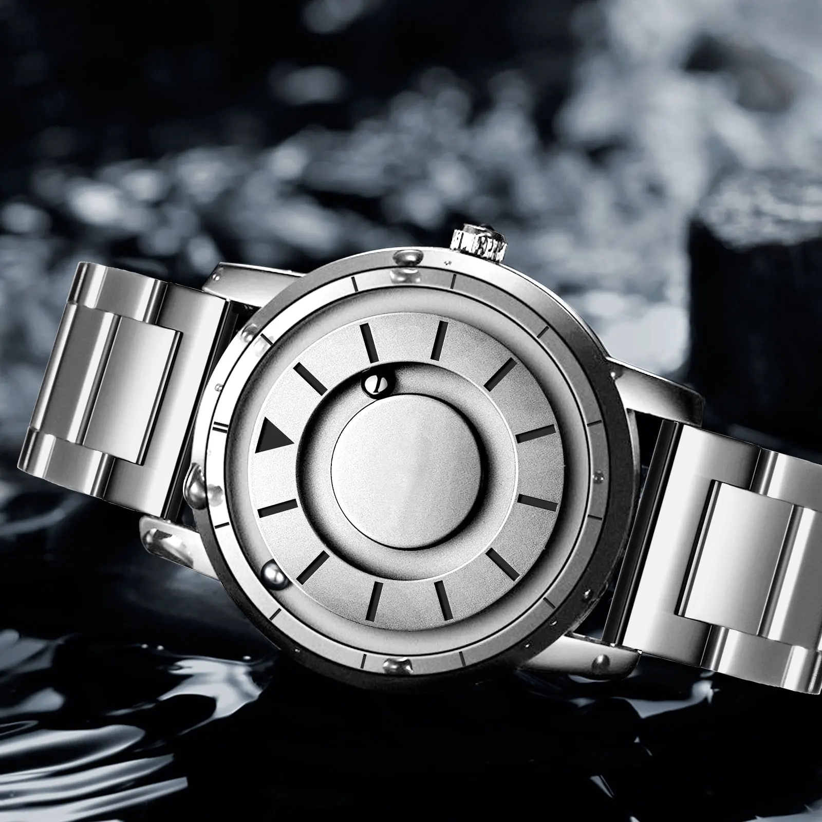 CHENXI Orologi da uomo delle migliori marche Cinturino in acciaio inossidabile Perlina in acciaio Orologio da uomo al quarzo in metallo a levitazione magnetica Tecnologia creativa