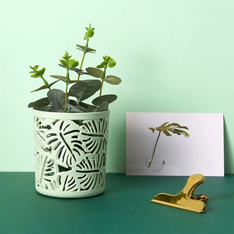 Imitujący rattanowy pojemnik na długopisy śliczny piórnik na biurko pudełko do przechowywania pędzli do makijażu biuro