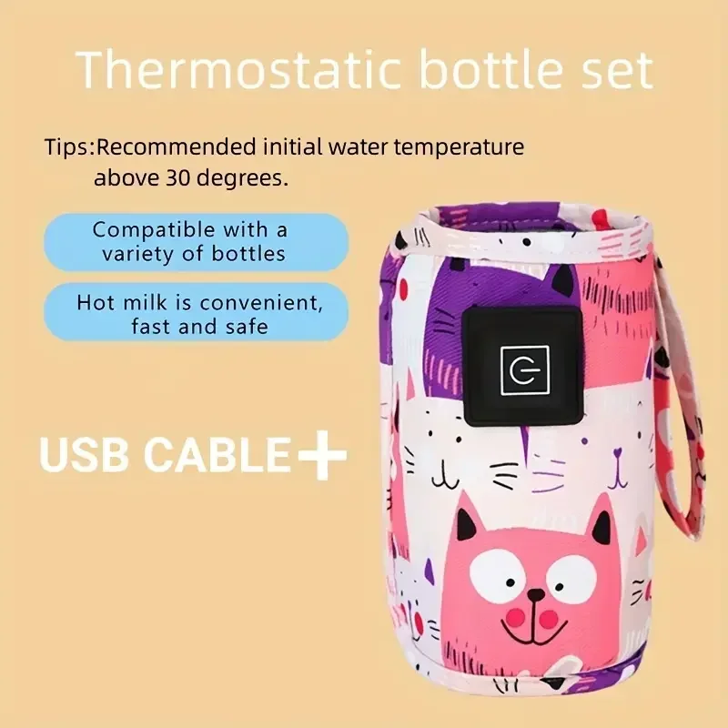 Portable Bottle Feeding Warmer, Travel Stroller Insulated Bag, USB Milk Water Warmer,Nursing Bottle Heater, Christmas, Hallowee