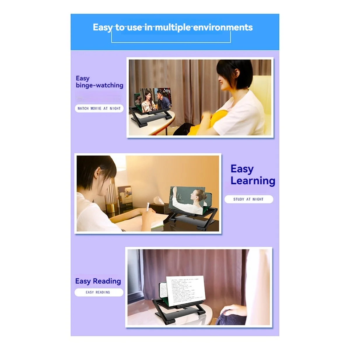 アップグレードされた折りたたみ携帯電話拡大鏡 HD 携帯電話画面