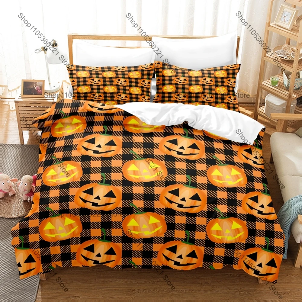 Devil Pumpkin Monster Bedding Set Single Twin Full Queen King Size Bed Set Adult Bedroom Duvetcover Sets Anime Bed Sheet Set