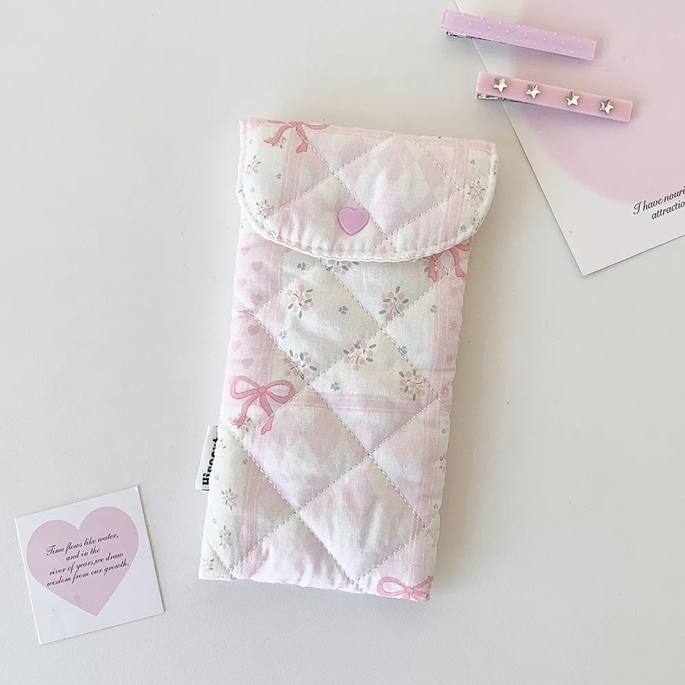 Portable With Button Glasses Storage Bag Dustproof Anti Pressure Pencil Case Floral Pattern Glasses Protective Cover