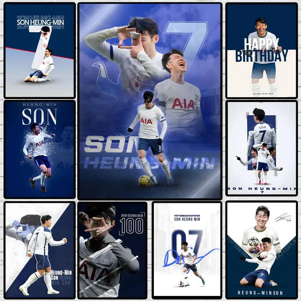 Athlete Son Heung-min Poster  Poster Wall Sticker Waterproof Self Adhesive HD Art Bedroom Bar Decor