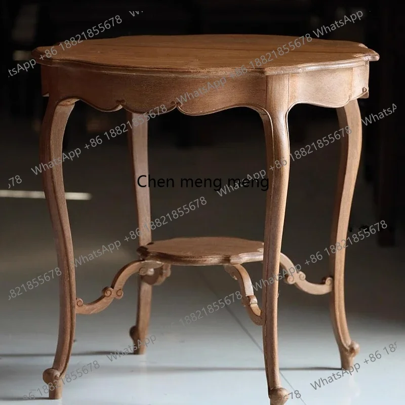 Medieval solid wood retro lace round few carved old coffee table side table corner few small tea table