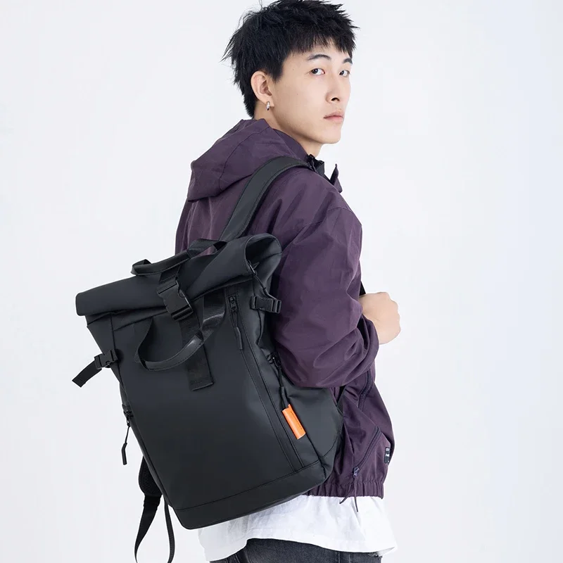 Unisex Modischer Minimalistischer Großraum-Wasserdichter Rucksack Tragbare College-Schultasche Trendiger Designer-Rucksack für Männer – Detail 2