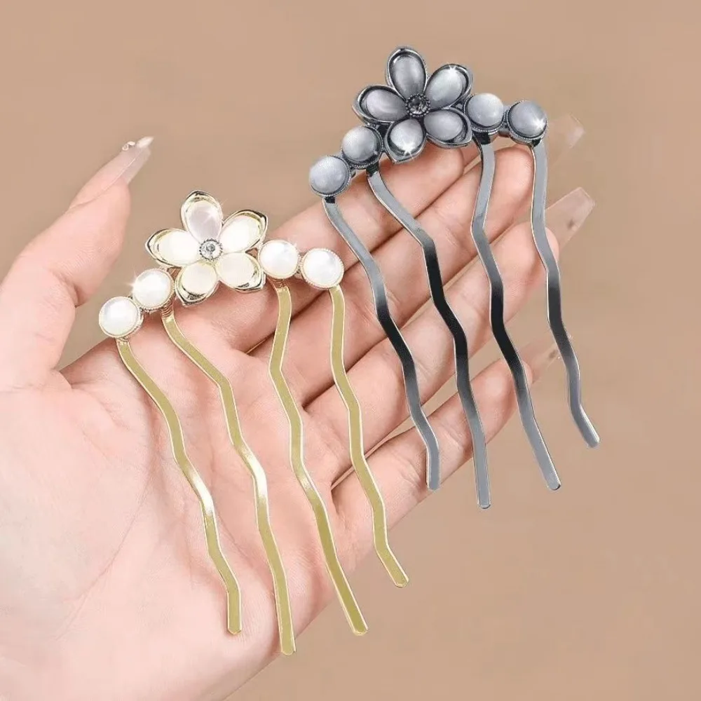 1/3 pçs elegante floral metalpearl gem detalhes vintage-inspirado vara de cabelo perfeito para adicionar toque delicado parece estilos de princesa
