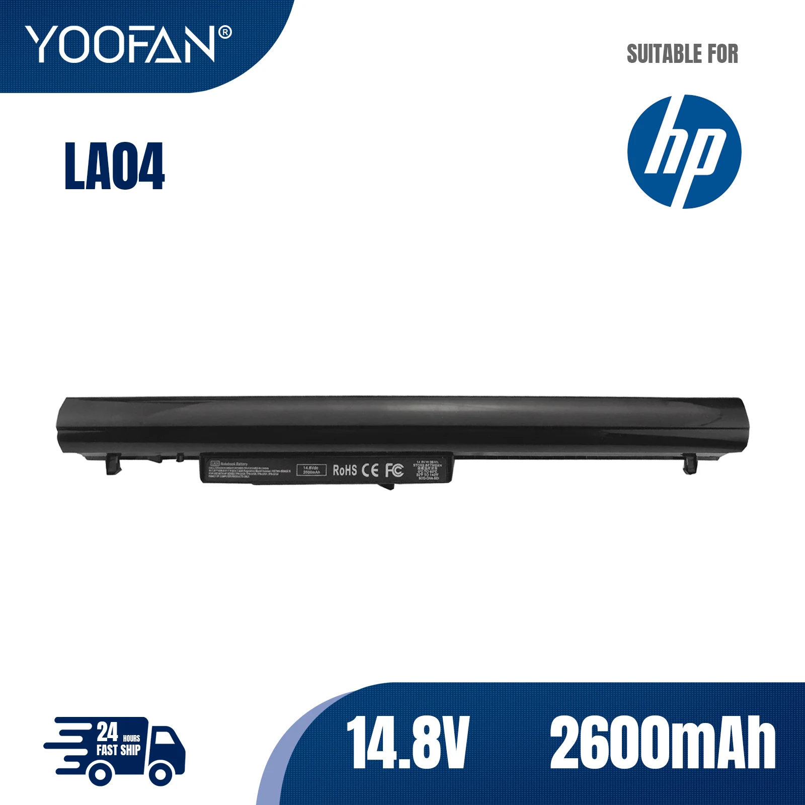 

YOOFAN 2600mAh Laptop Battery LA04 LA04DF For HP Pavilion 14-n000 14-n274tx 15-n000 15-P151 ProBook 350 G2 TouchSmart 15-n000