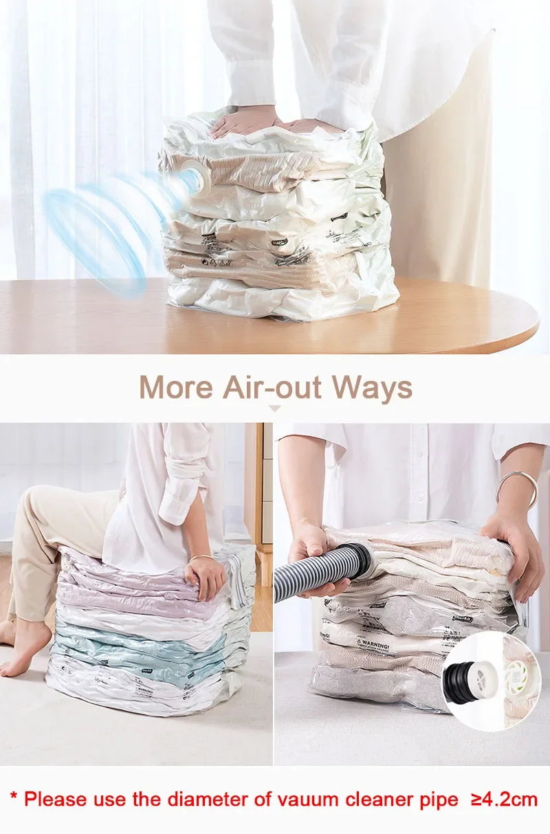 真空圧縮省スペース衣類用保存袋掛け布団毛布旅行用真空プレスバッグポンプ不要