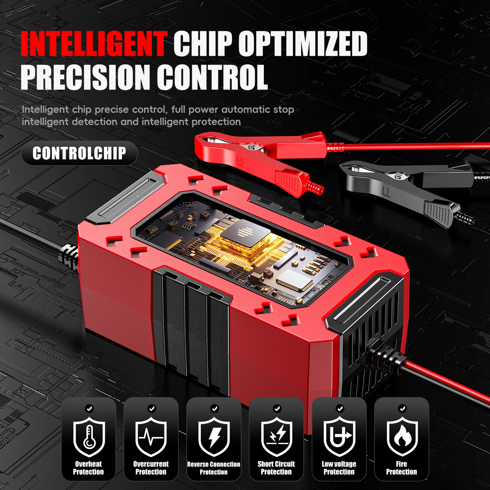 

Автоматическое зарядное устройство для аккумуляторов, 12В 6А, интеллектуальный подзарядник-десульфатор с температурной компенсацией для легковых и грузовых автомобилей