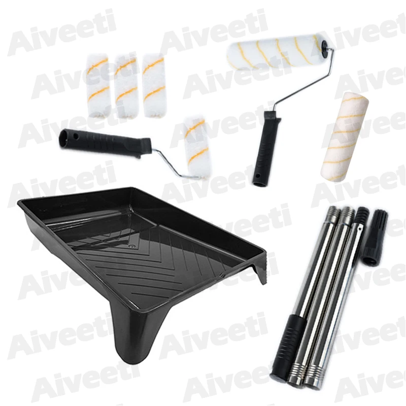 

9-дюймовый набор инструментов для малярных валиков, валик для подноса для краски, удлинитель роликовой рамы для крышки волос